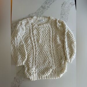 Velvet by Graham & Spencer 100% cotton Cable Knit Sweater - Cream size small